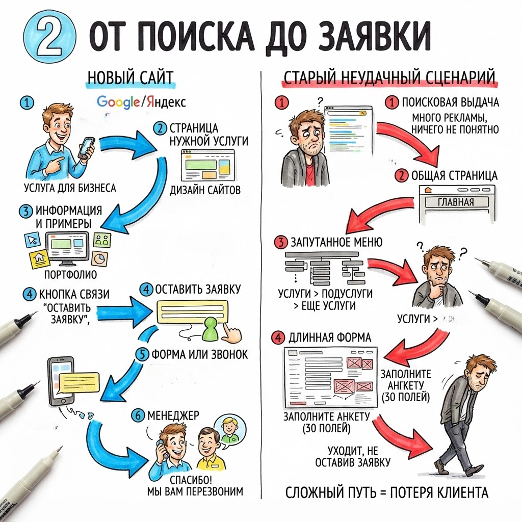 от поиска до заявки от поиска до заявки